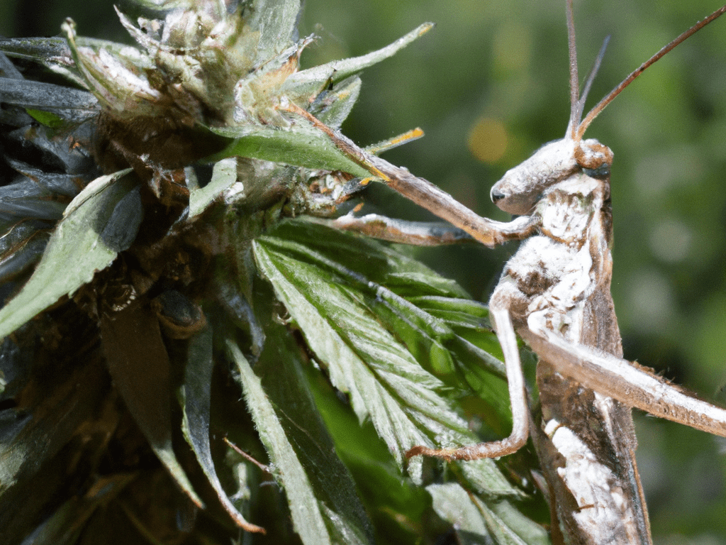 Grasshoppers eat both stems and leaves of cannabis plants