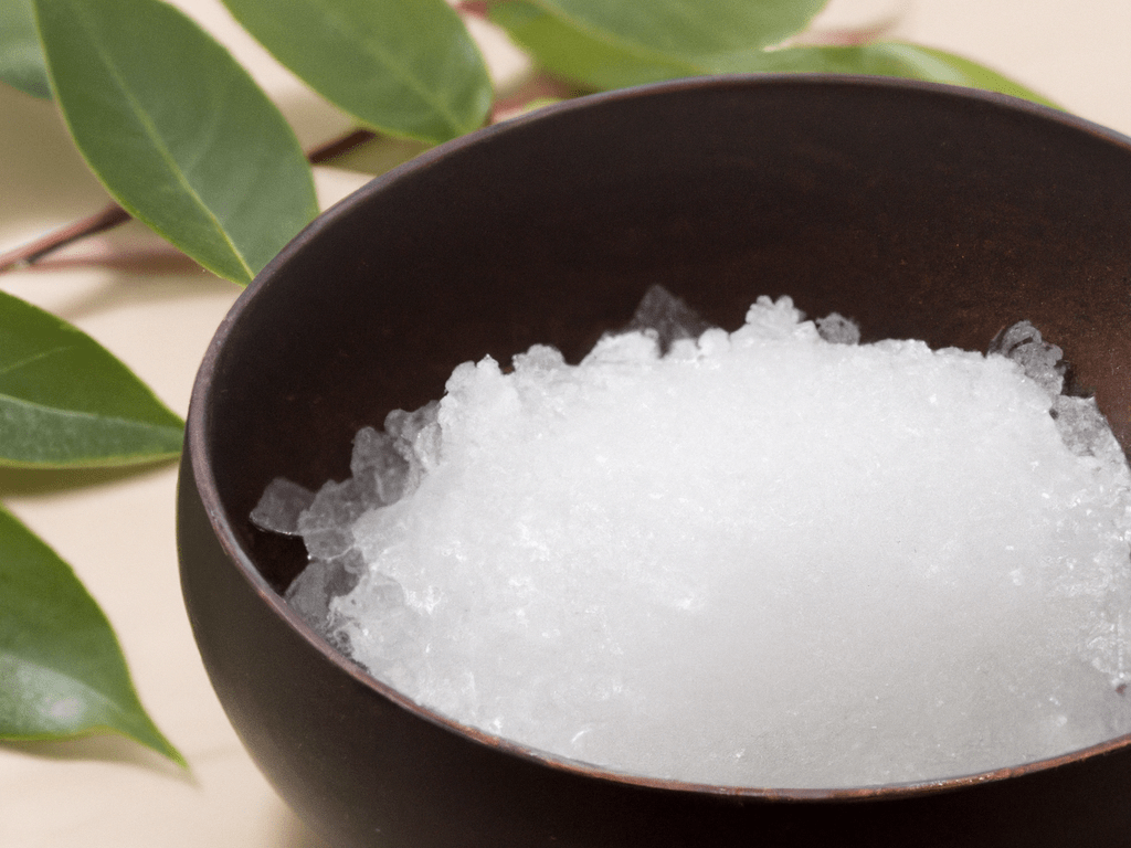 Camphor resin in a bowl which contains high levels of the terpene borneol.